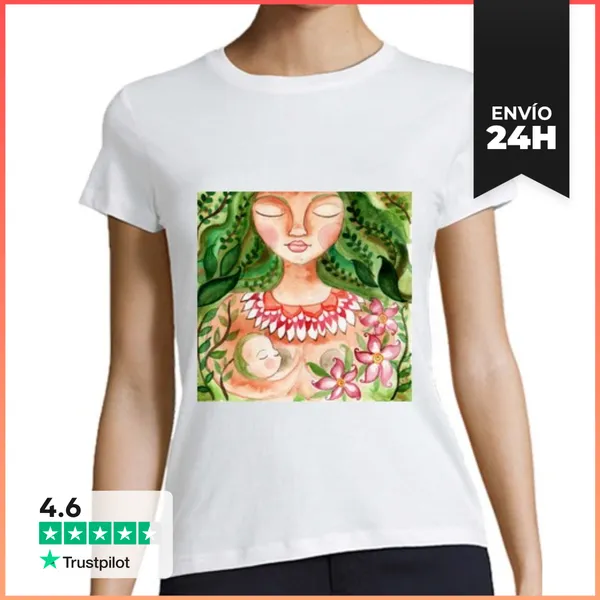 Camiseta Mujer Clásica Mamá Paz Mujer Manga Corta LaTostadora