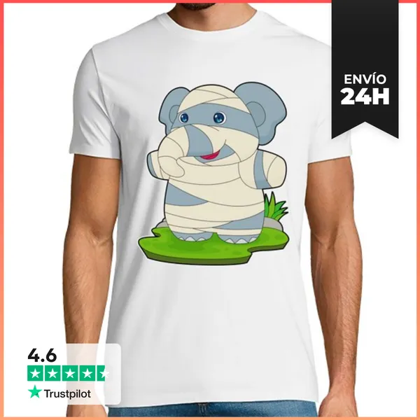Camiseta Hombre Clásica Momia De Elefante De Halloween