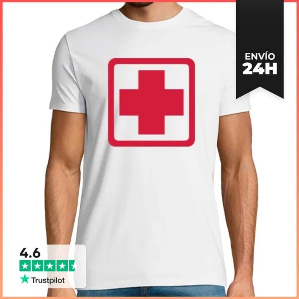 Camiseta Hombre Clásica Cruz Roja Médica LaTostadora