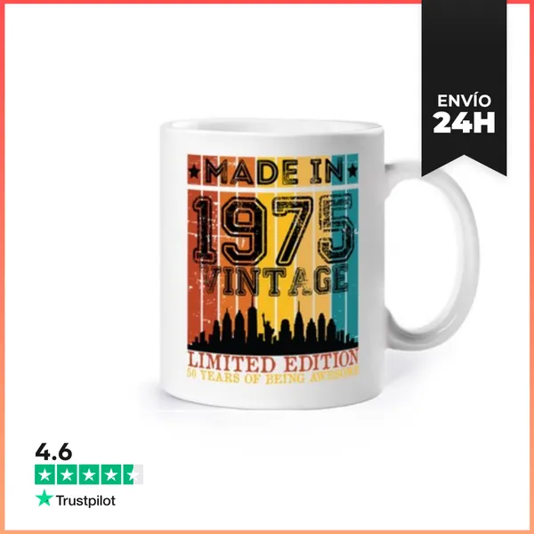 Taza 50 Años Regalo De Cumpleaños Vintage De 1975 LaTostadora