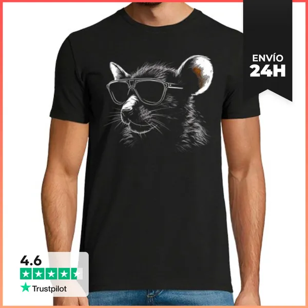 Camiseta Hombre Clásica Gafas De Sol De Rata Genial Dj