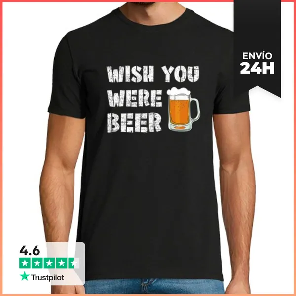 Camiseta Hombre Clásica Wish You Were Beer LaTostadora