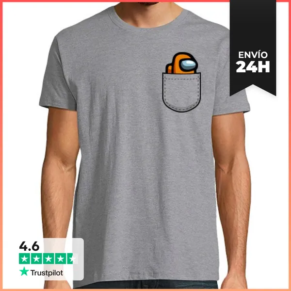 Camiseta Hombre Clásica Among Us De Bolsillo, Naranja LaTostadora