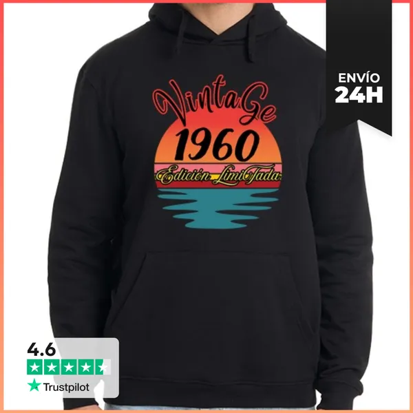 Sudadera Unisex Con Capucha Vintage 1960 Edición Limitada Regalo