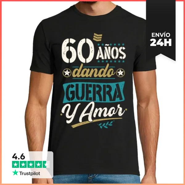 Camiseta Hombre Clásica 60 Años Dando Guerra Y Amor LaTostadora
