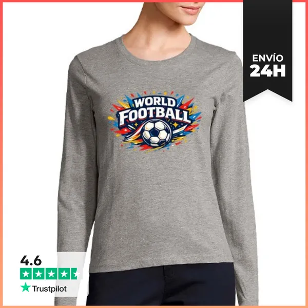 Camiseta Mujer Manga Larga Fútbol Mundial LaTostadora