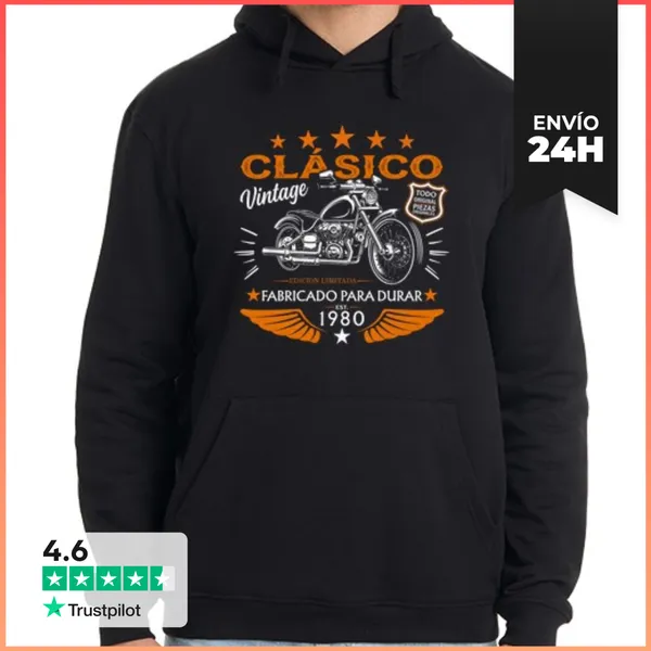 Sudadera Unisex Con Capucha Clásico Fabricado Para Durar 1980