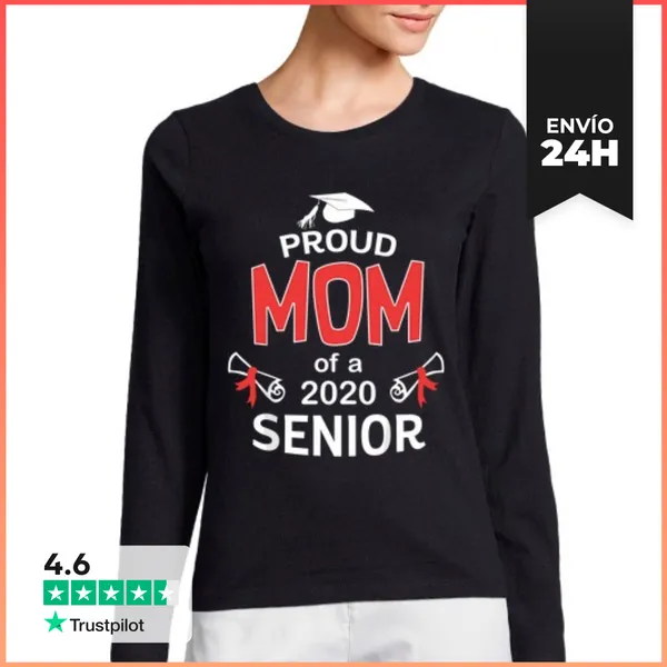 Camiseta Mujer Manga Larga Mamá Orgullosa De Un Graduado De 2020