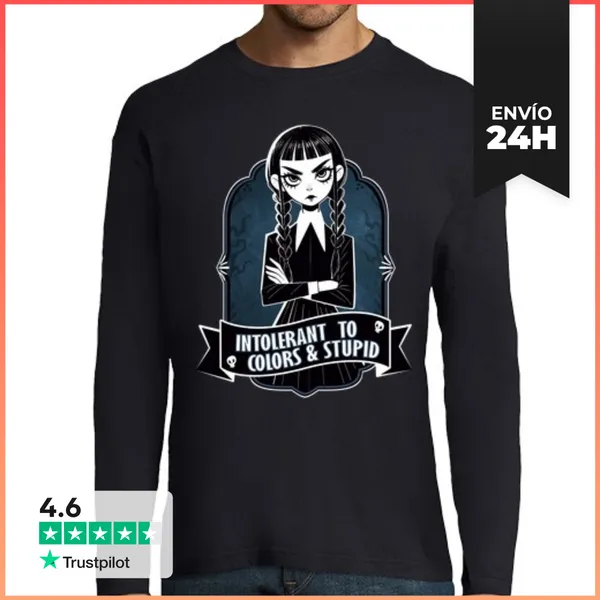 Camiseta Hombre Manga Larga Intolerant To Colors And Stupid