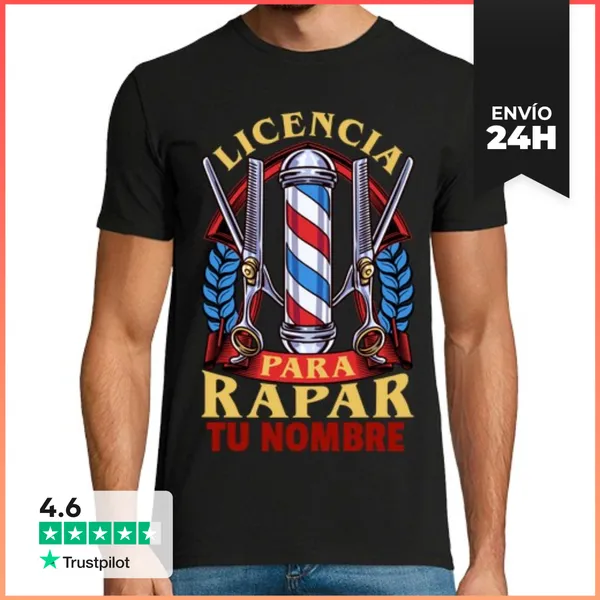 Camiseta Hombre Clásica Barbero Licencia Para Rapar Barbería