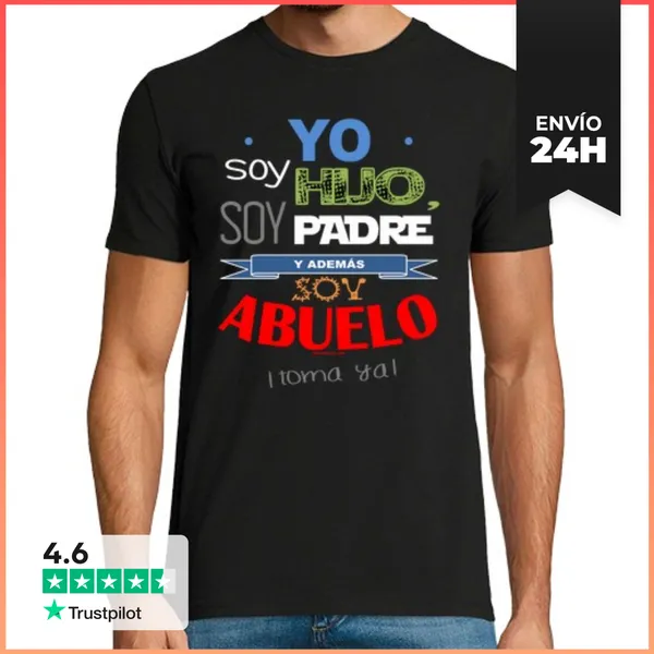 Camiseta Hombre Clásica Hijo, Padre Y Abuelo (fondo Oscuro)