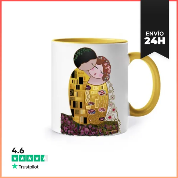 Taza De Colores Kokeshi El Beso Estilo Klimt LaTostadora