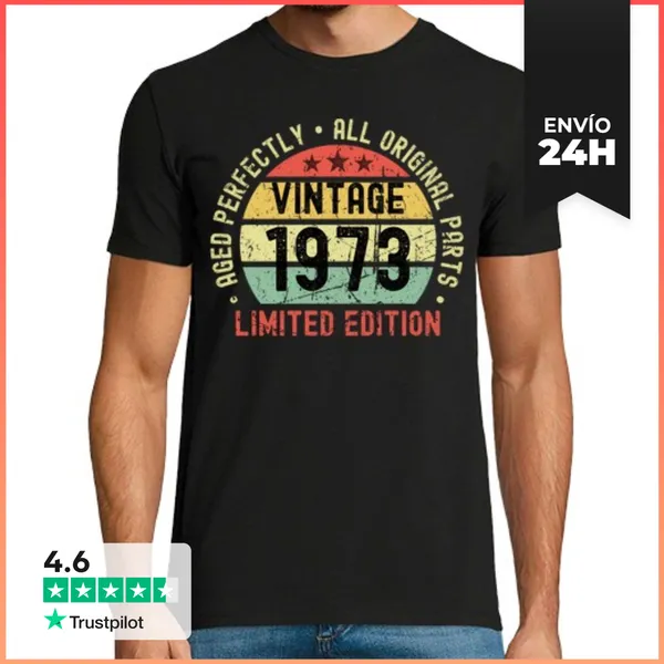 Camiseta Hombre Clásica 50 Cumpleaños Cosecha 1973 LaTostadora