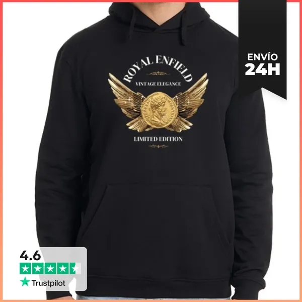 Sudadera Unisex Con Capucha Royal Enfield Vintage Elegance - Ropa