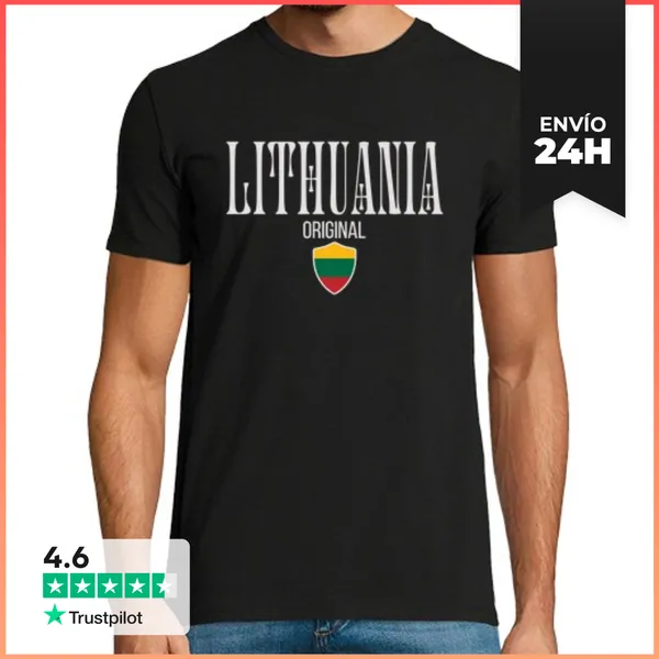 Camiseta Hombre Clásica Bandera Lituana, Orgullo Lituano