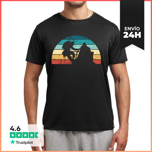 Camiseta Deportiva Hombre Retro Escalada Atardecer Viejo