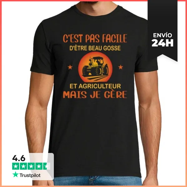 Camiseta Hombre Clásica Ser Un Chico Guapo Y Un Granjero Humorí