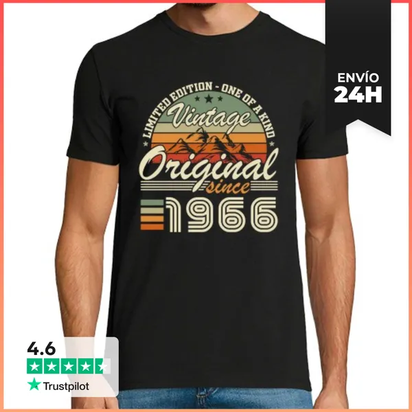 Camiseta Hombre Clásica 60 Años 1966 Vintage Regalo De Cumpleañ