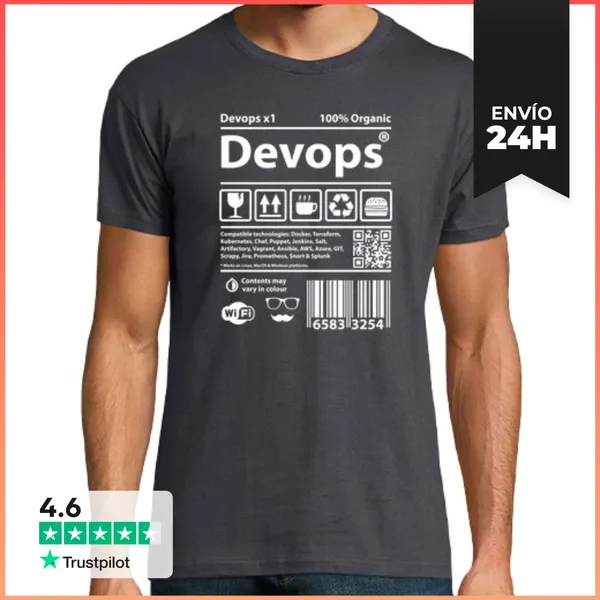 Camiseta Hombre Clásica Devops Barcode White LaTostadora