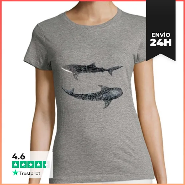 Camiseta Mujer Clásica Tiburones Ballenas Camiseta Chica