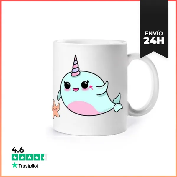 Taza Narval Y Estrella De Mar Kawaii LaTostadora