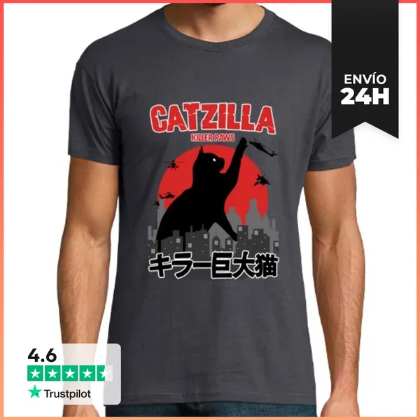 Camiseta Hombre Clásica Gatozilla I Catzilla LaTostadora
