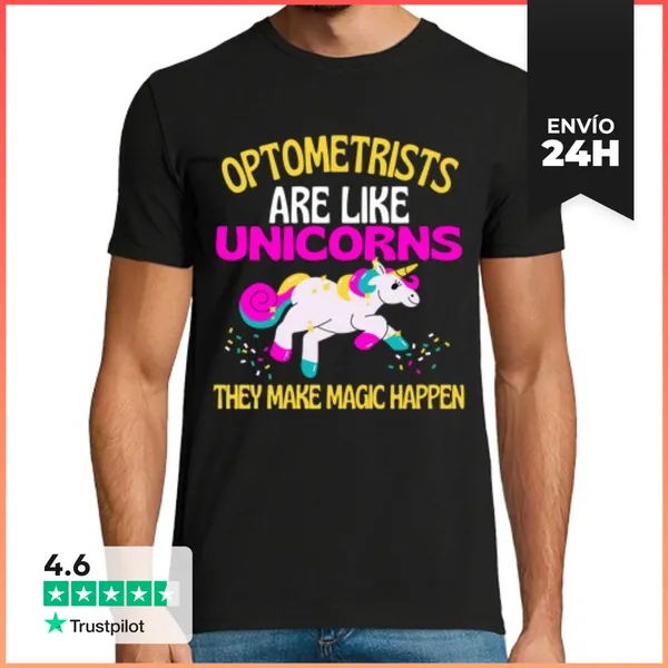 Camiseta Hombre Clásica Optometrista Unicornio Optometría Mágic