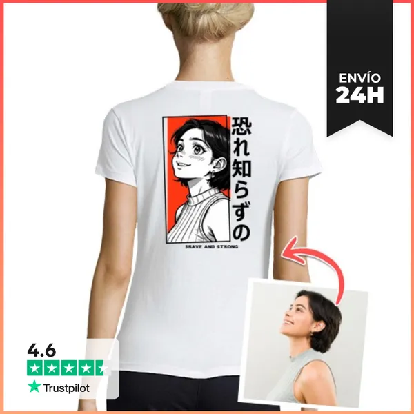 Camiseta Mujer Clásica Efecto Manga Camiseta Foto Personalizable