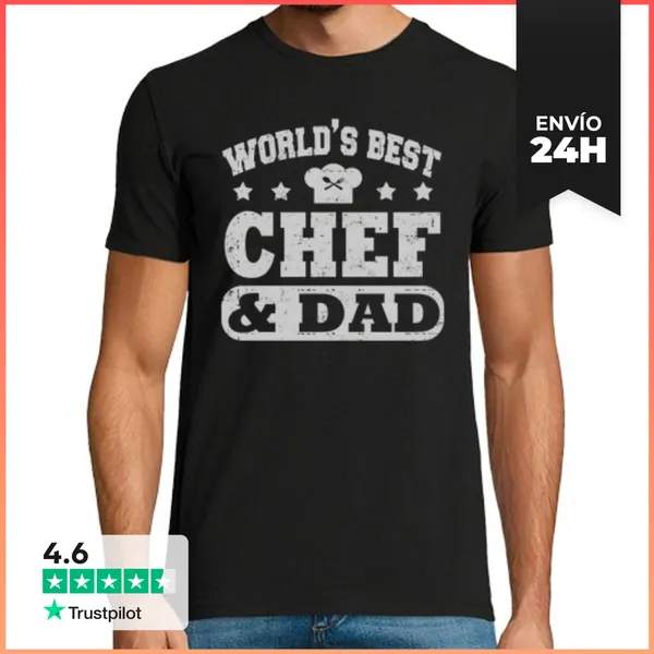 Camiseta Hombre Clásica Mejor Cocinero Del Mundo Y Papá