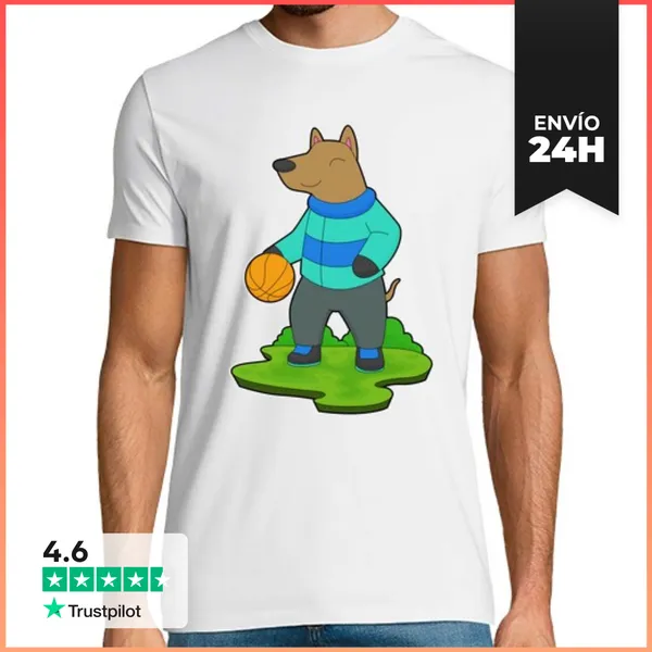 Camiseta Hombre Clásica Perro Jugador De Baloncesto Baloncesto