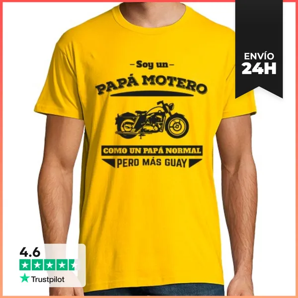 Camiseta Hombre Clásica Papá Motero, Como Un Papá Normal, Pero