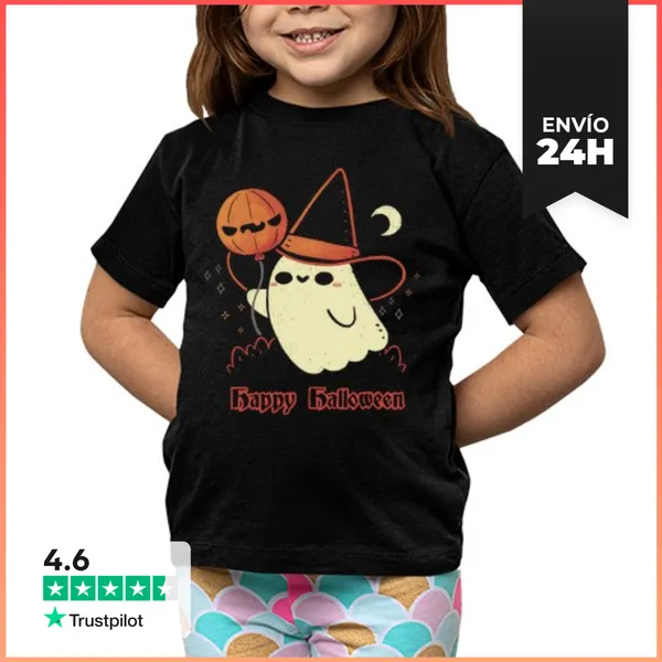 Camiseta Clásica Para Niños Feliz Halloween Fantasmagórico Lindo