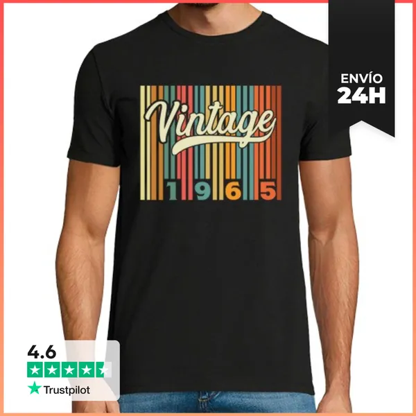 Camiseta Hombre Clásica 1965 Vintage Retro Regalo Cumpleaños