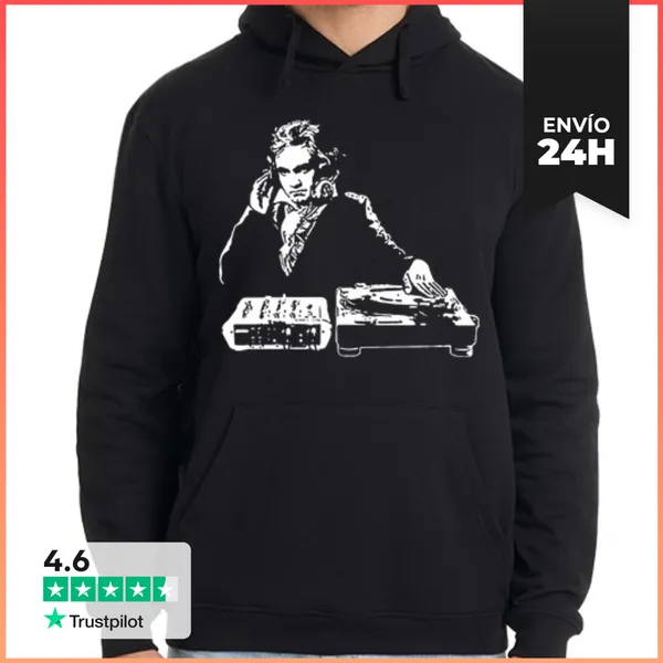 Sudadera Unisex Con Capucha Beethoven DJ LaTostadora