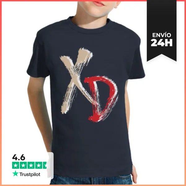 Camiseta Clásica Para Niños XD Niño, Manga Corta, Azul Marino