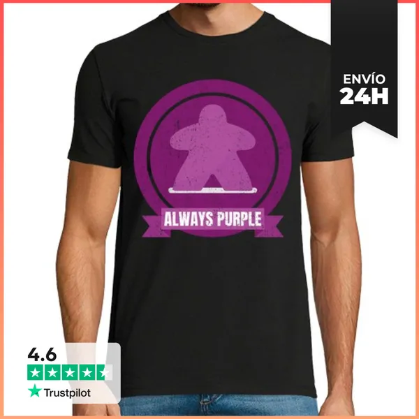 Camiseta Hombre Clásica Siempre Diseño Meeple Morado LaTostadora