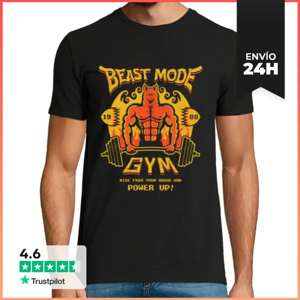 Camiseta Hombre Clásica Modo Bestia Gimnasio / Sega Retro Juegos