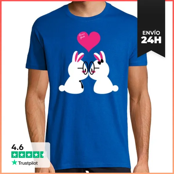 Camiseta Hombre Clásica Conejitos Amor Geek LaTostadora