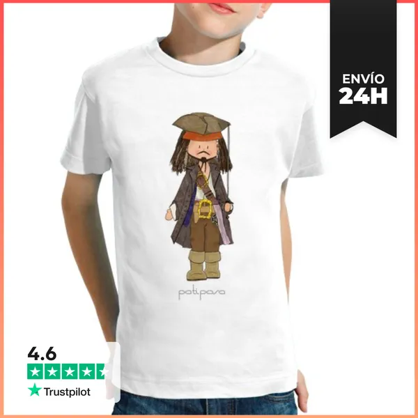 Camiseta Clásica Para Niños Jack Sparrow Piratas Del Caribe