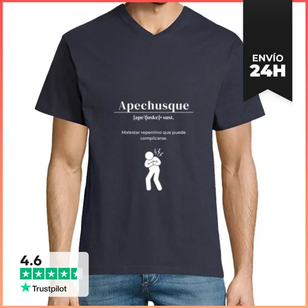 Camiseta Hombre, Cuello Pico Apechusque White LaTostadora