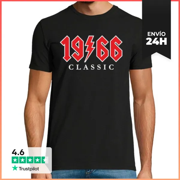 Camiseta Hombre Clásica Nacidos En 1966 Classic ACDC 58 Años