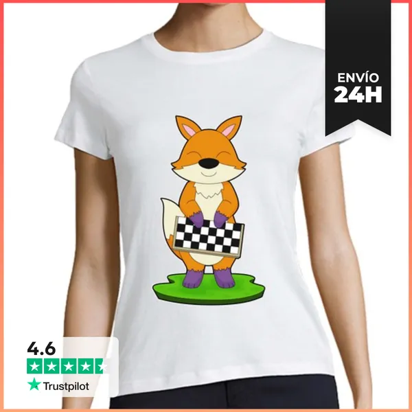 Camiseta Mujer Clásica Juego De Mesa De Ajedrez Fox Chess