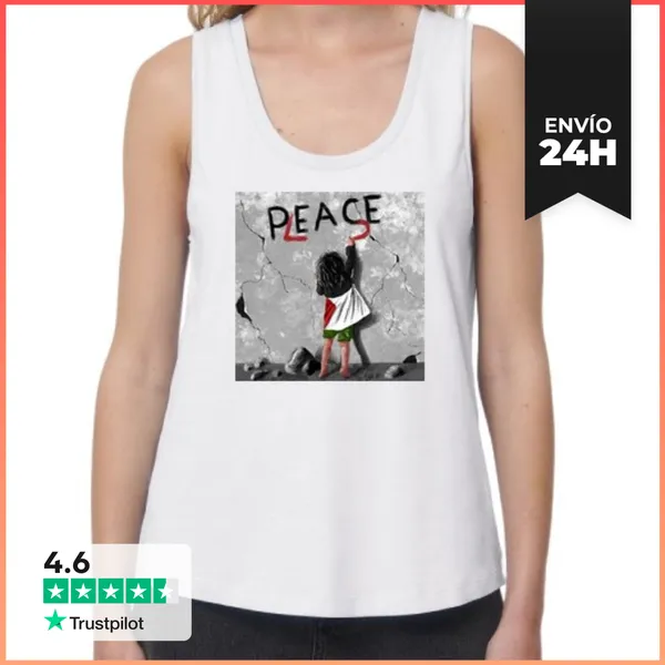 Camiseta Mujer Sin Mangas, Loose Fit Palestina Peace Please