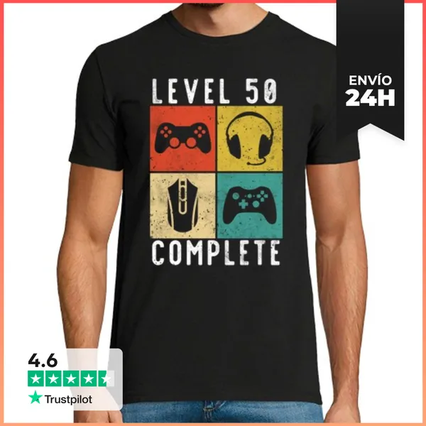 Camiseta Hombre Clásica Juego Completo De 50 Cumpleaños Nivel