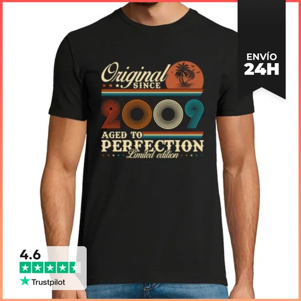 Camiseta Hombre Clásica 2009 Vintage Retro Aniversario Regalo
