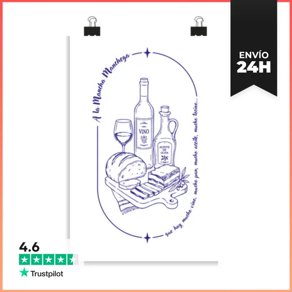 Póster Vertical A La Mancha Manchega Bodegon LaTostadora