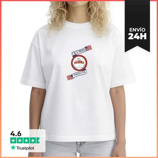 Camiseta Mujer Boxy Insignia Del Estado De Alaska Orgulloso