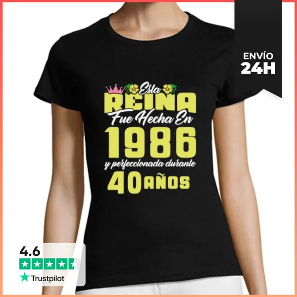 Camiseta Mujer Clásica 40 Años Regalo De Cumpleaños Mujer Hecha