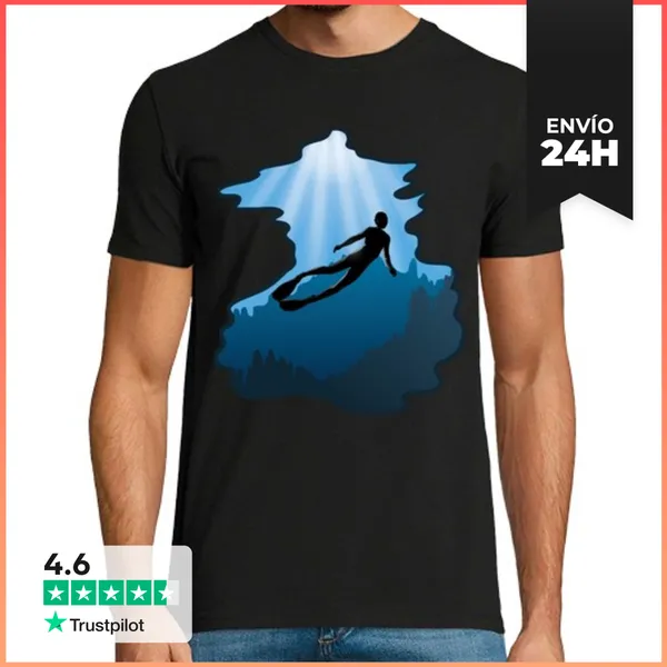 Camiseta Hombre Clásica Apnea Subacuático Buzo De Cuevas Apnea
