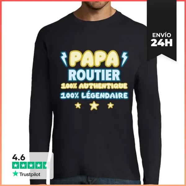 Camiseta Hombre Manga Larga Papá De Camión Conductor De Camión